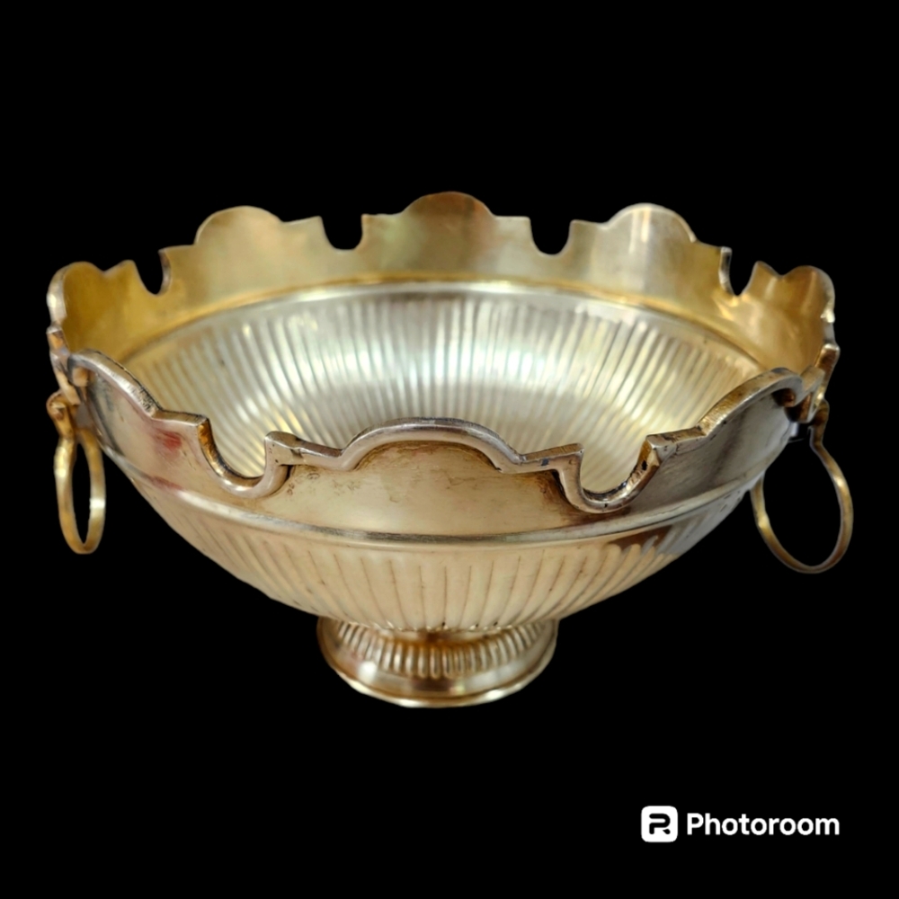 Vintage Mid 20th Century Polished Brass Glass Cooler
